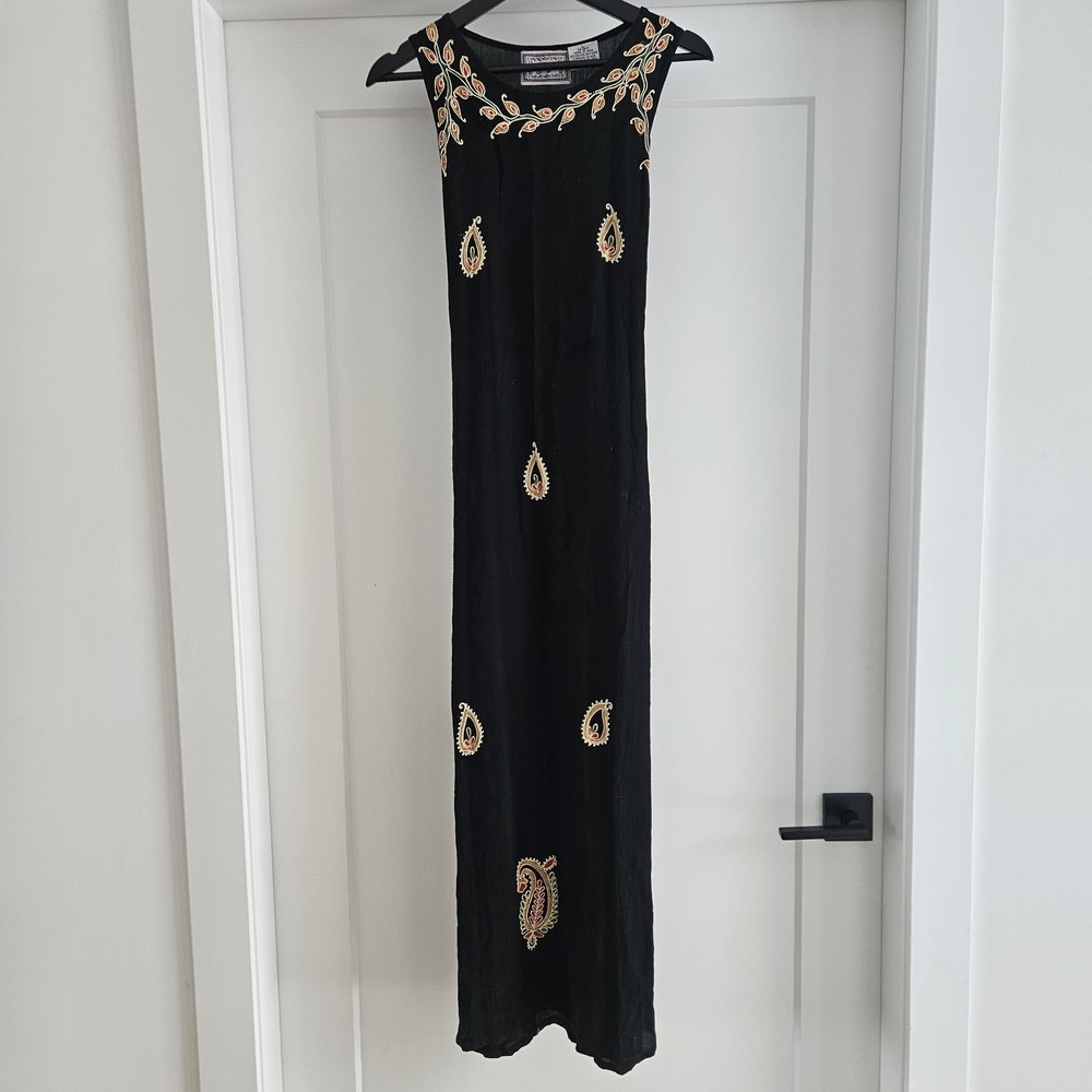Yaya Black Embroidered Maxi Dress